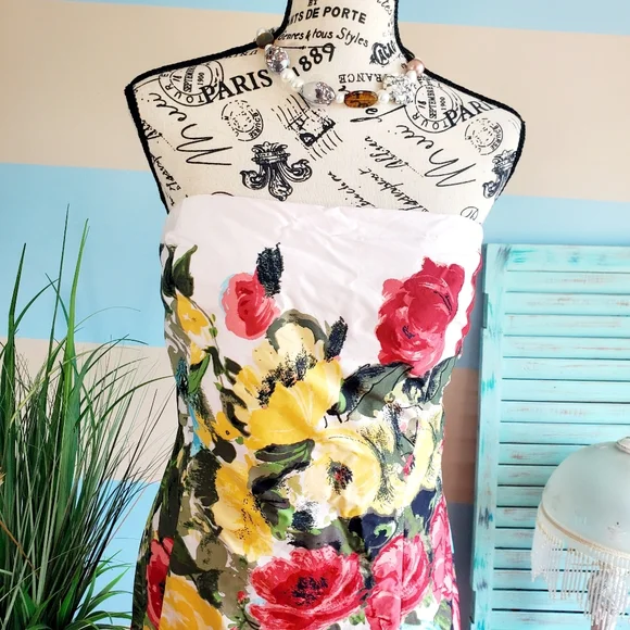 Ann Taylor LOFT Strapless Floral Sheath Dress - Picture 3 of 11